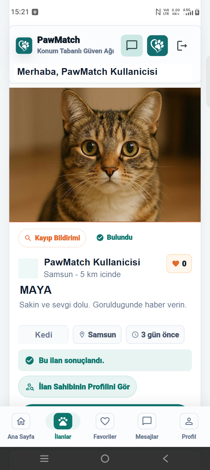 PawMatch ilan ve keşif ekranı