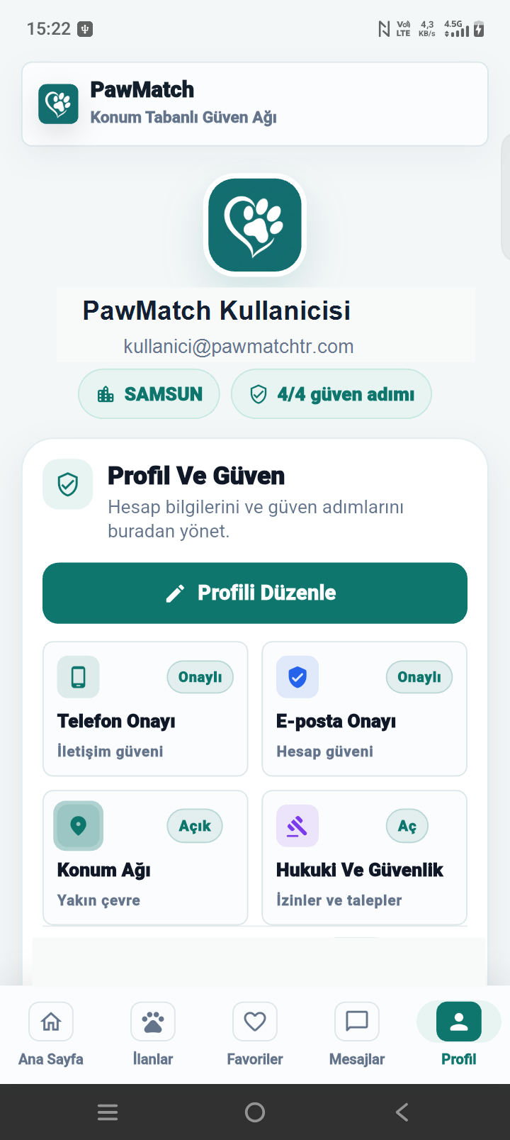 PawMatch profil güven ekranı
